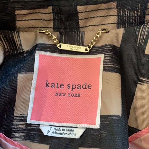 Kate Spade Black and Tan Grid Water-Resistant Rain Jacket - Picture 7 of 16